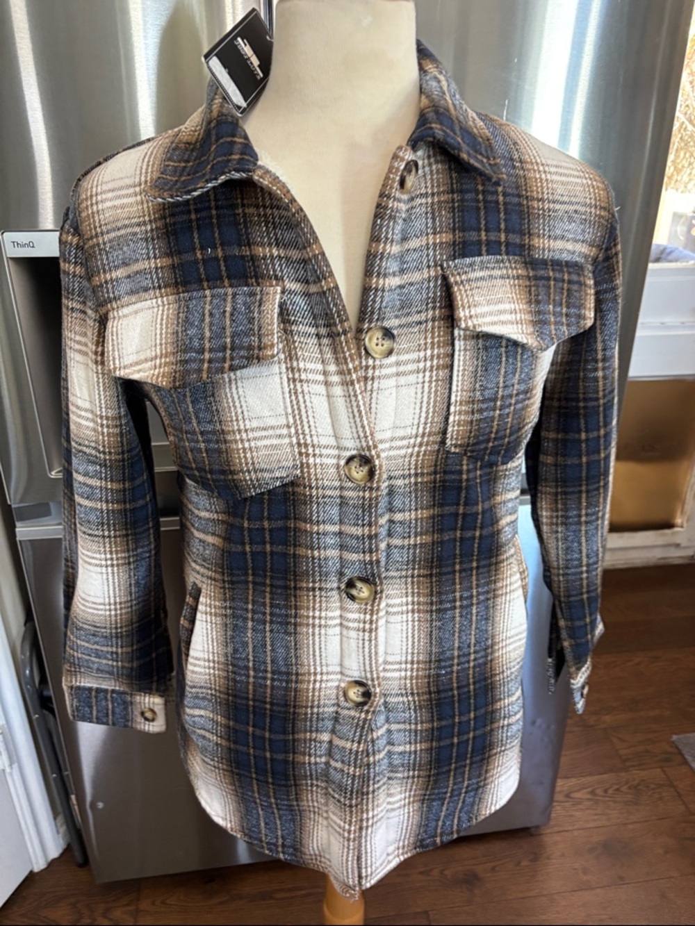 Just Love Brown, Navy & Cream Plaid Shacket